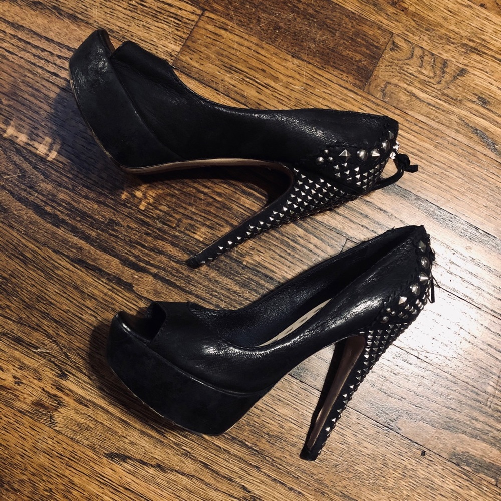 Designer - Miu Miu Black Studded Pumps -Size 35.5